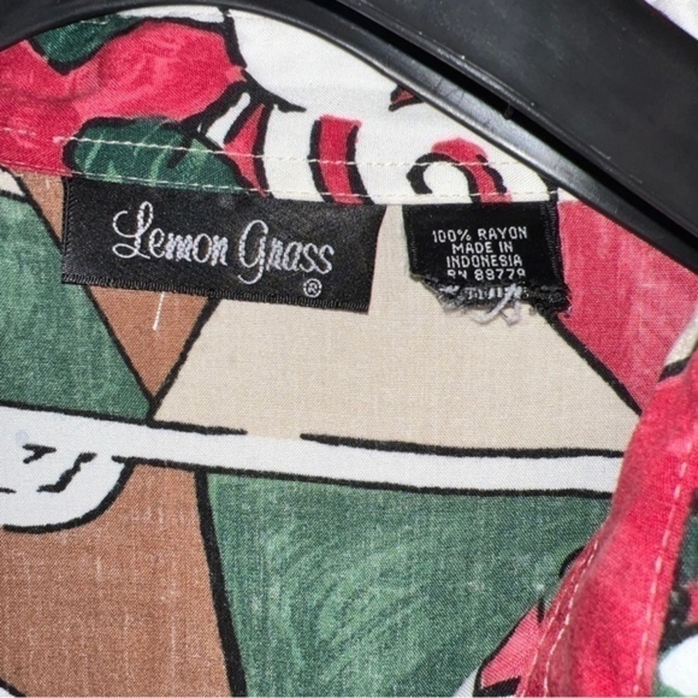 Lemon Grass Vtg Graphic Print Women's Button Down Shirt Top Long Sleeve XL - Picture 5 of 9